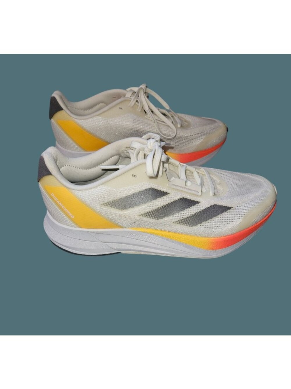 Adidas Duramo Speed Ivory/Iron Metallic/Spark Running Sneakers Women 10.5 - Picture 8 of 10